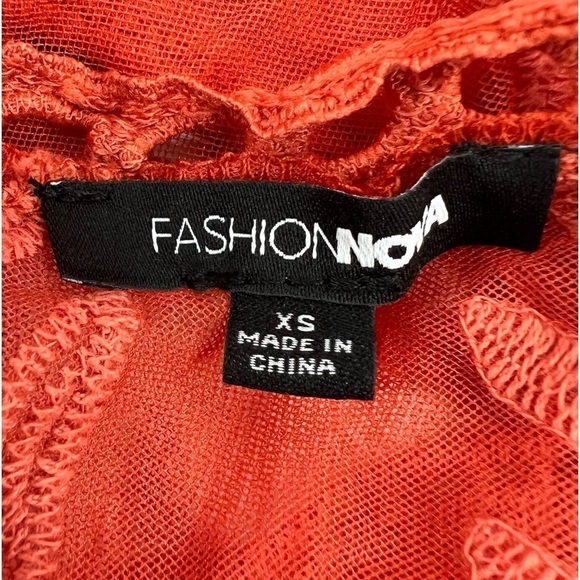 FASHION NOVA Rust Orange Set My Eyes On You Lace Romper Size XS Women’s - Picture 2 of 5